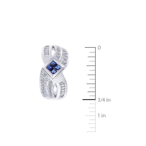 0.90 Carat Diamond and Sapphire J-hoop Earrings - Picture 4 of 4